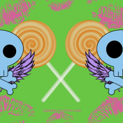 Green Skull Lollipop Background