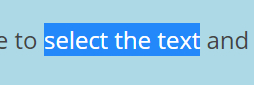 Selecting text example