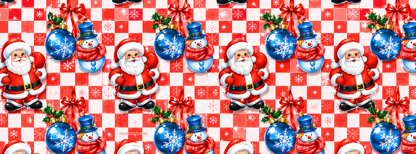 Blue Red Snow Santa Facebook Cover