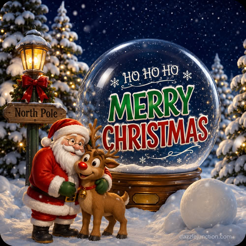 Santa And Rudolph Merry Christmas image