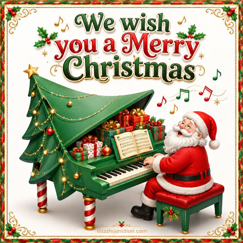 Santa Plays Piano Christmas Pictures image