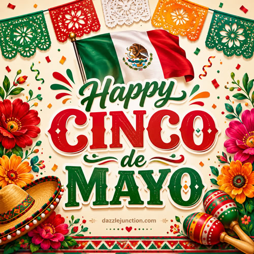 Happy Cinco de Mayo Mexican Flag