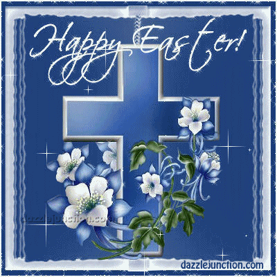 Easter Cross Blue Glitter