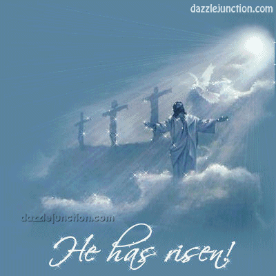 He Has Risen Blue Glitter Happy Easter image
