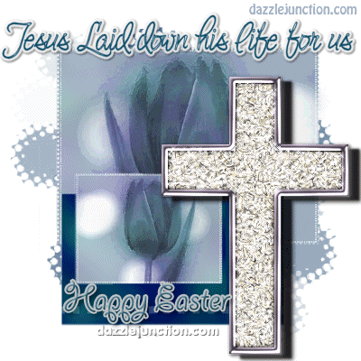 Jesus Laid Down Life Glitter Happy Easter image