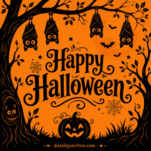 Bats In Tree Modern Halloween image