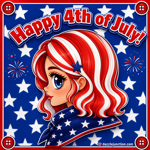 Red White Hair Independence Day - 4th of July - July Fourth image