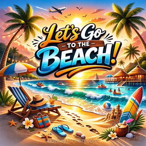 Lets Go To Beach Blue Travel image