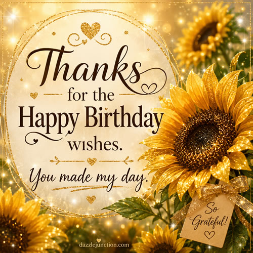 Thanks Sunflower Birthday Wish