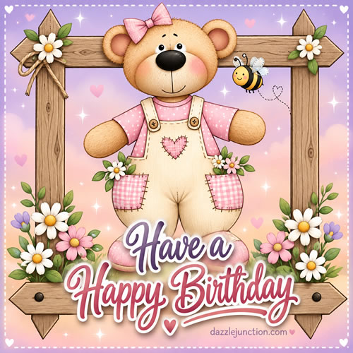 Bear Garden Happy Birthday greeting image