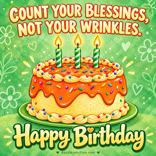 Blessings Not Wrinkles Happy Birthday greeting image