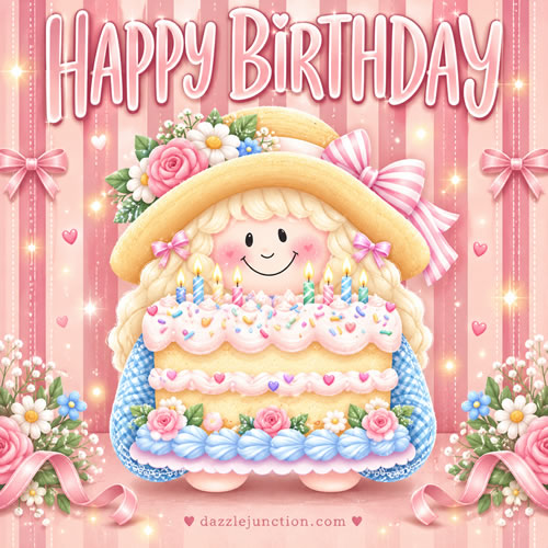 Cake Character Happy Birthday greeting image