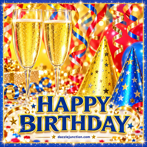 Champagne Sparkle Happy Birthday greeting image