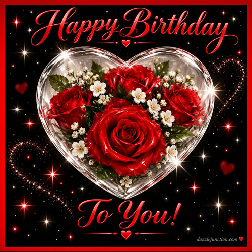 Crystal Roses Happy Birthday greeting image