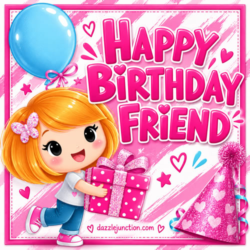 Cute Girl Gift Happy Birthday greeting image