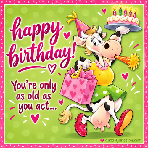 Dancing Cow Happy Birthday greeting image