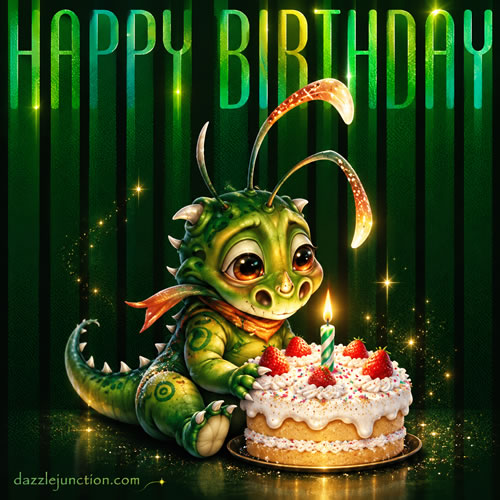 Dragon Cake Happy Birthday greeting image
