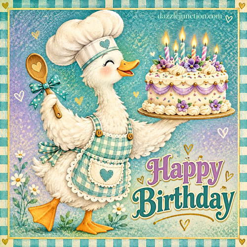 Duck Cake Baker Happy Birthday greeting image