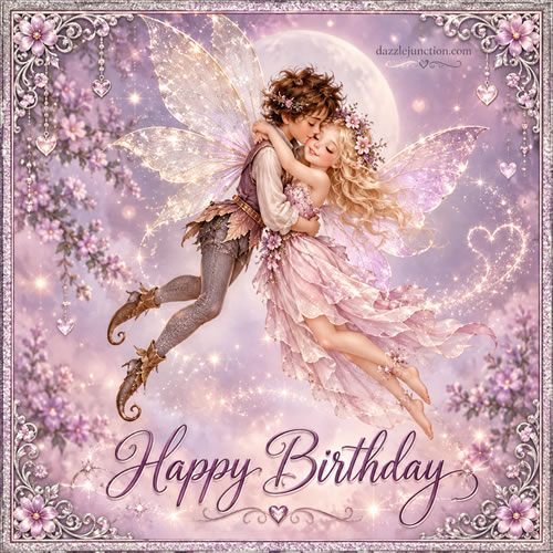 Enchanted Embrace Happy Birthday greeting image