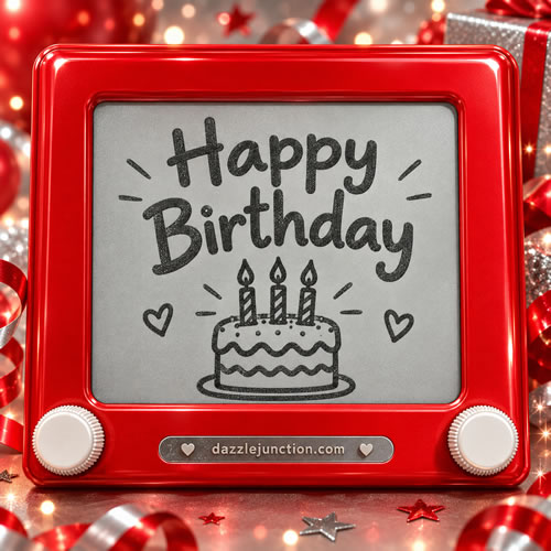 Etch A Sketch Happy Birthday greeting image
