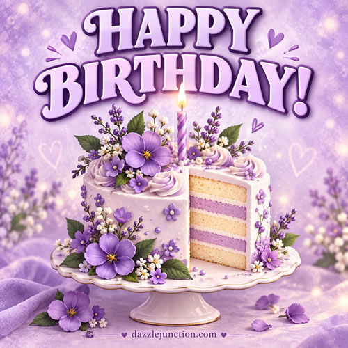 Floral Lavender Happy Birthday greeting image