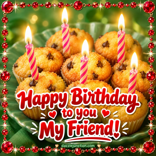 Friend Cupcake Happy Birthday greeting image