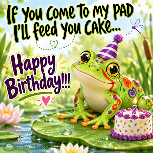 Frog Pad Cake Happy Birthday greeting image