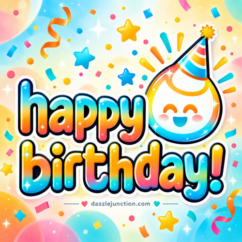 Glossy Face Hat Happy Birthday greeting image