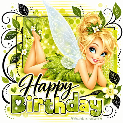 Green Fairy Happy Birthday greeting image