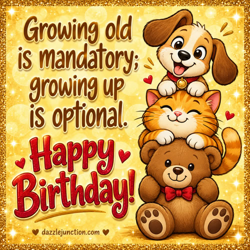 Growing Up Optional Happy Birthday greeting image