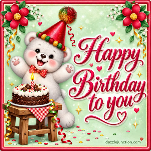 Happy Teddy Happy Birthday greeting image