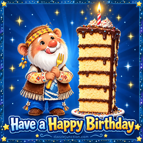 Hippy Tall Cake Happy Birthday greeting image