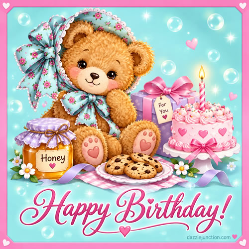 Honey Bear Happy Birthday greeting image