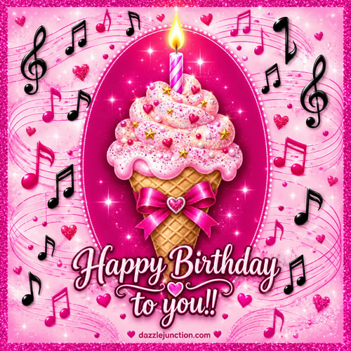 Ice Cream Candle Happy Birthday greeting image