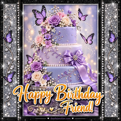 Lavender Cake Happy Birthday greeting image