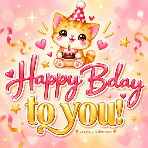 Little Kitten Happy Birthday greeting image