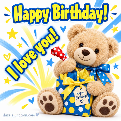 Love Teddy Happy Birthday greeting image