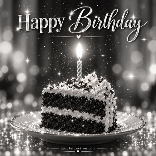 Monochrome Cake Happy Birthday greeting image