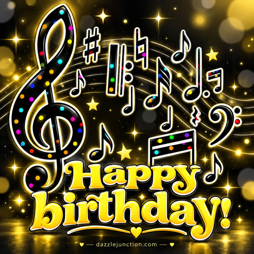Musical Birthday Happy Birthday greeting image