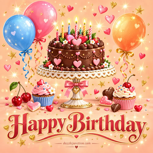 Orange Sparkle Happy Birthday greeting image