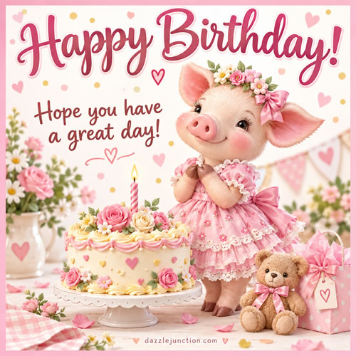 Pastel Piglett Happy Birthday greeting image
