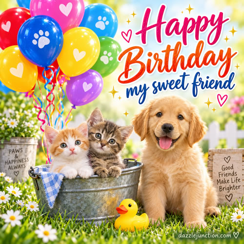Paws Happiness Happy Birthday greeting image