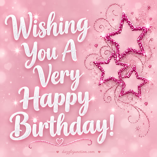 Pink Stars Happy Birthday greeting image