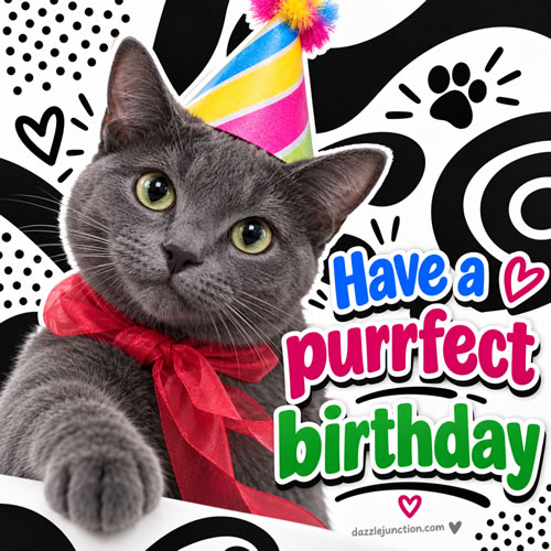 Purrfect Birthday Happy Birthday greeting image