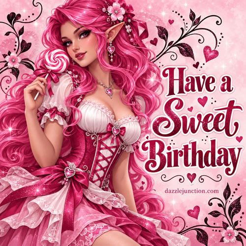 Sweet Fairy Happy Birthday greeting image