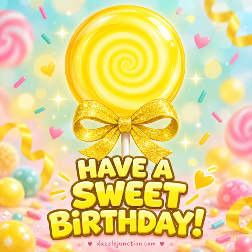 Sweet Lollipop Happy Birthday greeting image
