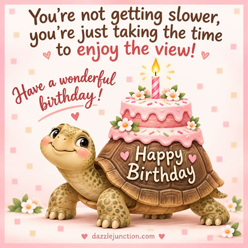 Tortoise Enjoys View Happy Birthday greeting image