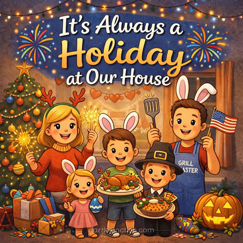 Always A Holiday At Home Family greeting image