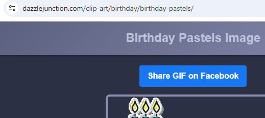 Facebook share button above the GIF on the share page